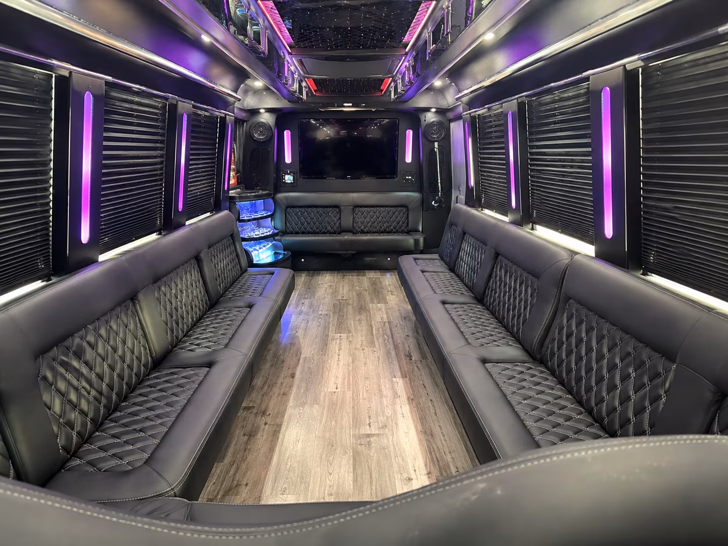 Group beside a Mercedes Sprinter limo in Vallejo