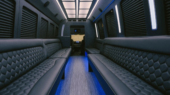 Interior of Vallejo Party Bus Company's 20 Passenger Party Bus in Napa