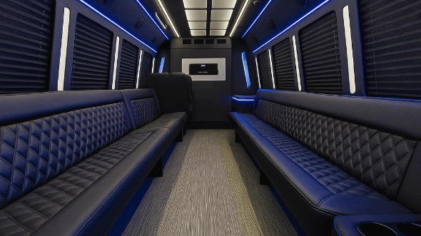 Interior of Vallejo Party Bus Company's 20 Passenger Party Bus in Pittsburg