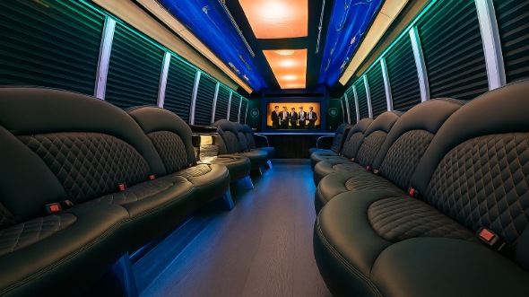 Interior of Vallejo Party Bus Company's 20 Passenger Party Bus in Vacaville