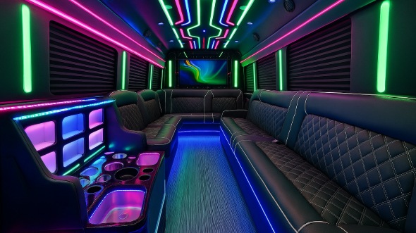 Interior of Vallejo Party Bus Company's 25 Passenger Party Bus in Berkeley 