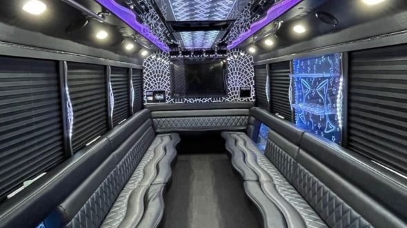 Interior of Vallejo Party Bus Company's 25 Passenger Party Bus in Novato