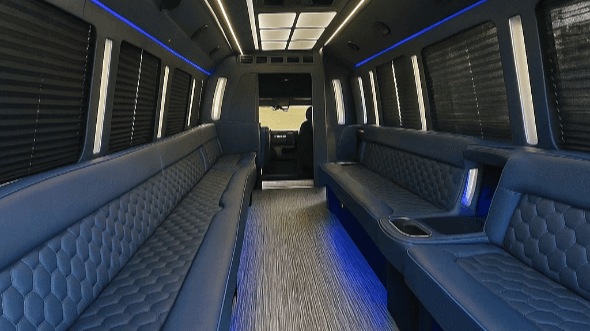 Interior of Vallejo Party Bus Company's 30 Passenger Party Bus in Concord