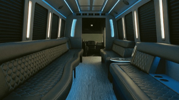 Interior of Vallejo Party Bus Company's 30 Passenger Party Bus in Fairfield