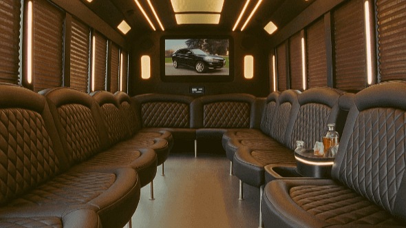Interior of Vallejo Party Bus Company's 40 Passenger Party Bus in Concord
