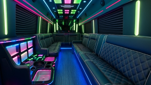 Interior of Vallejo Party Bus Company's 40 Passenger Party Bus in Pittsburg