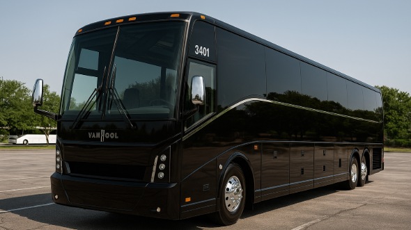 Exterior of Vallejo Party Bus Company's 55 Passenger Charter Bus in Vallejo